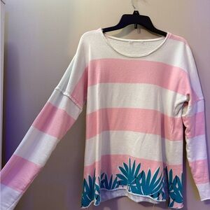 Pink and White Striped Long Sleeve Top